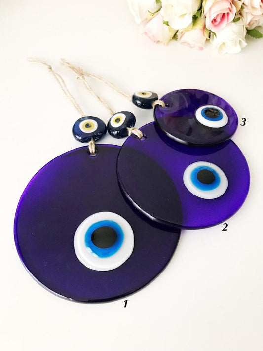 Blue glass evil eye wall hanging