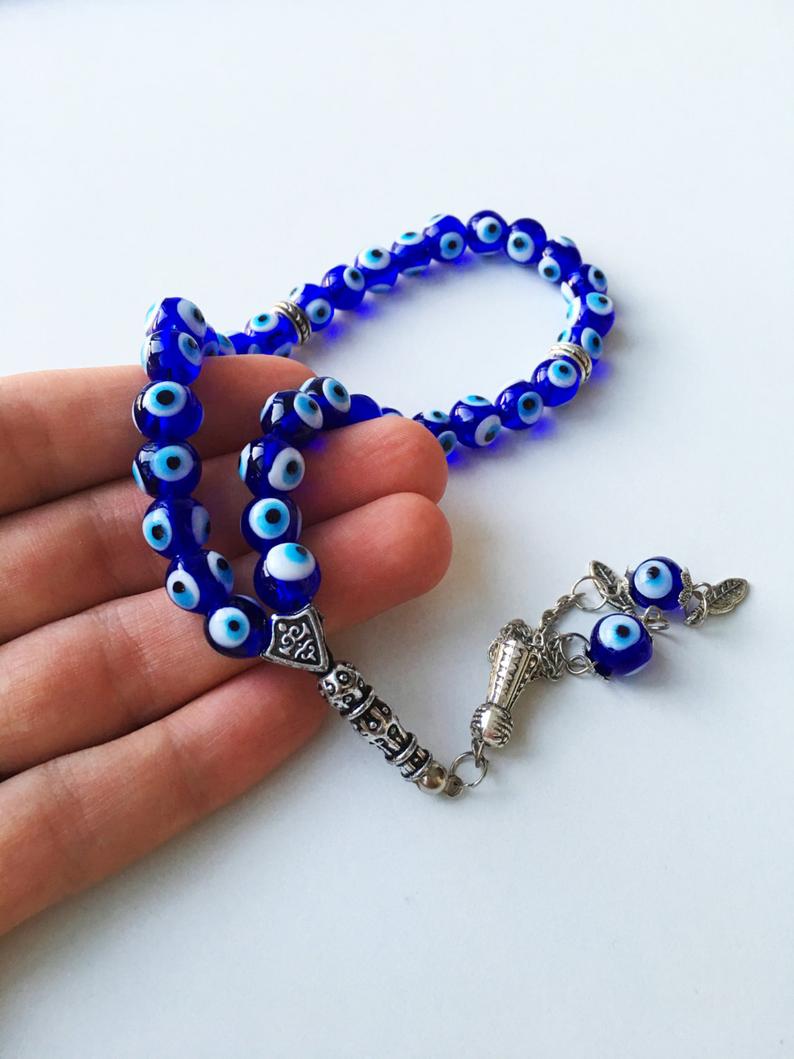 Evil Eye Wall Hanging, Blue Evil Eye Beads, Glass Evil Eye Collection