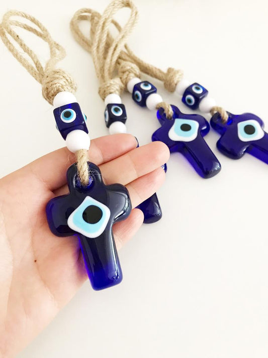 Cross Evil Eye Wall Hanging, Evil Eye Home Decor, Religious Wall Hanging