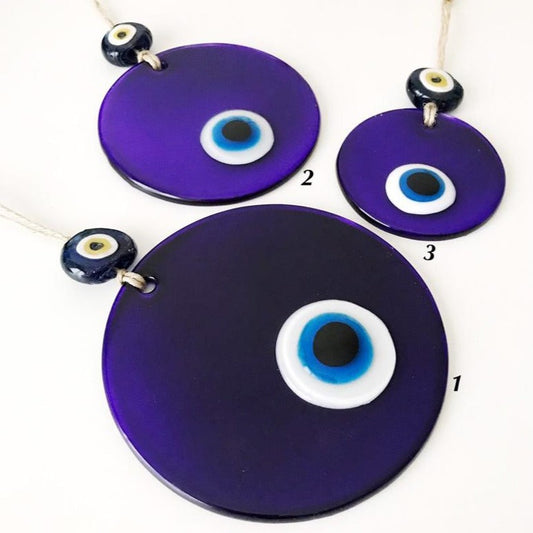 Blue glass evil eye wall hanging