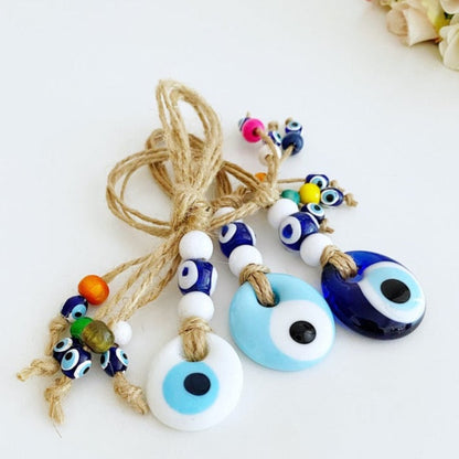 Tiny Evil Eye Wall Hanging, Blue White Evil Eye Bead, Evil Eye Home Decor