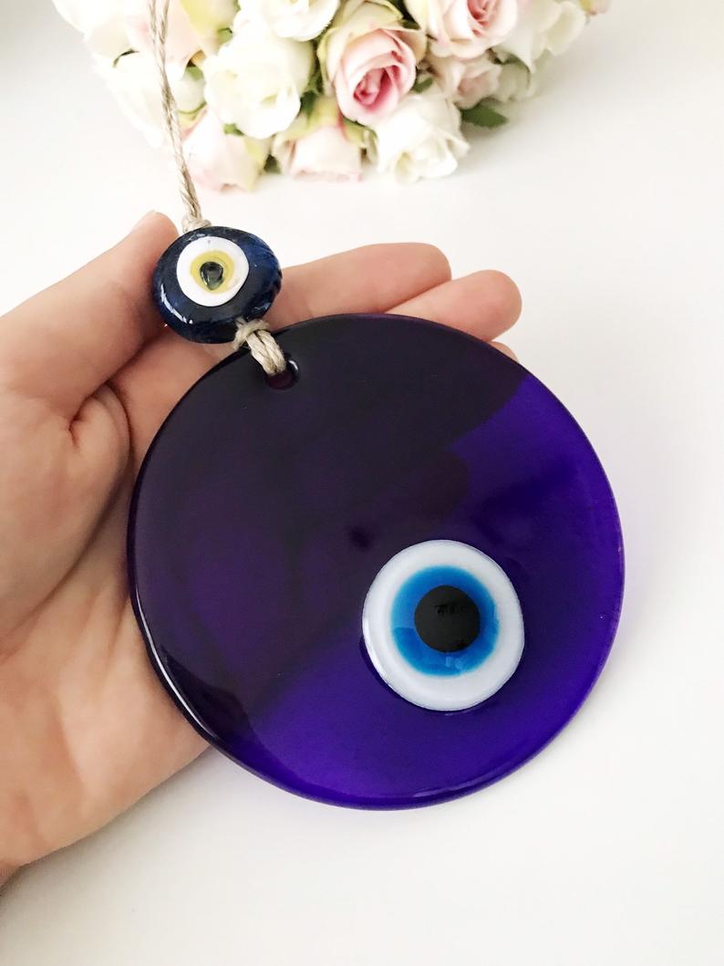 Blue glass evil eye wall hanging