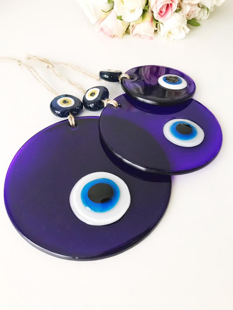 Blue glass evil eye wall hanging