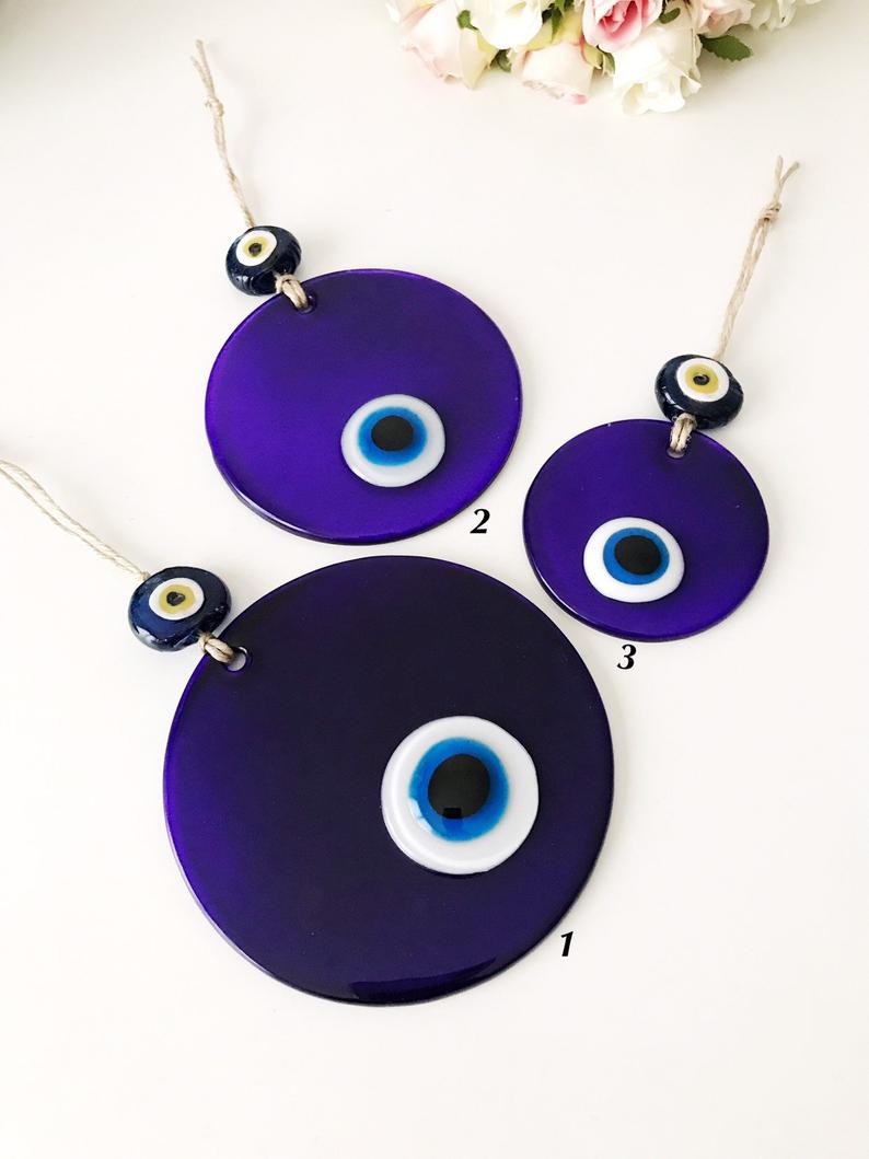 Blue glass evil eye wall hanging
