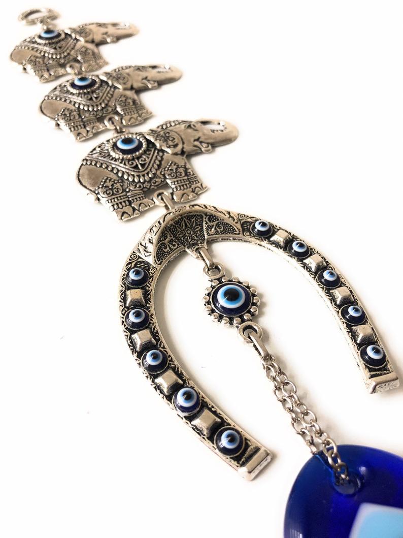 Elephant wall art with good luck beads