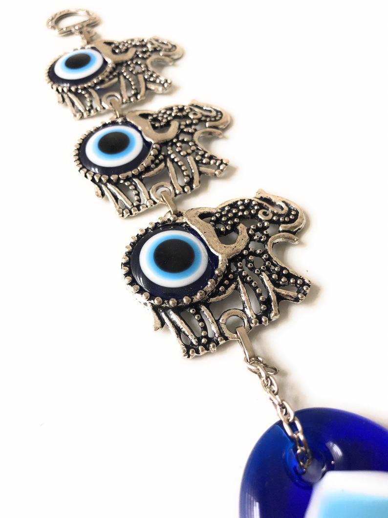 Elephant wall art with good luck beads