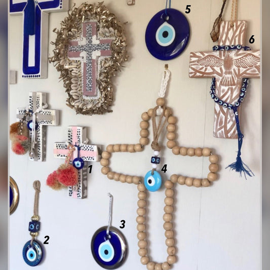 Evil Eye Wall Hanging, Blue Evil Eye Beads, Glass Evil Eye Collection