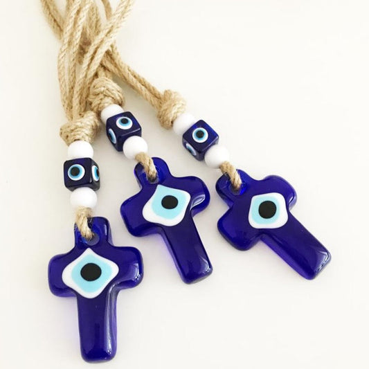 Cross Evil Eye Wall Hanging, Evil Eye Home Decor, Religious Wall Hanging