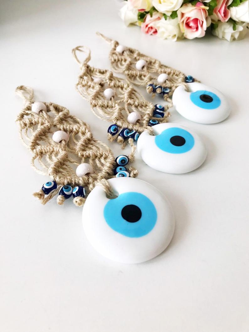 Evil Eye Beads, Evil Eye Wall Hanging SET, Evil Eye Home Decor