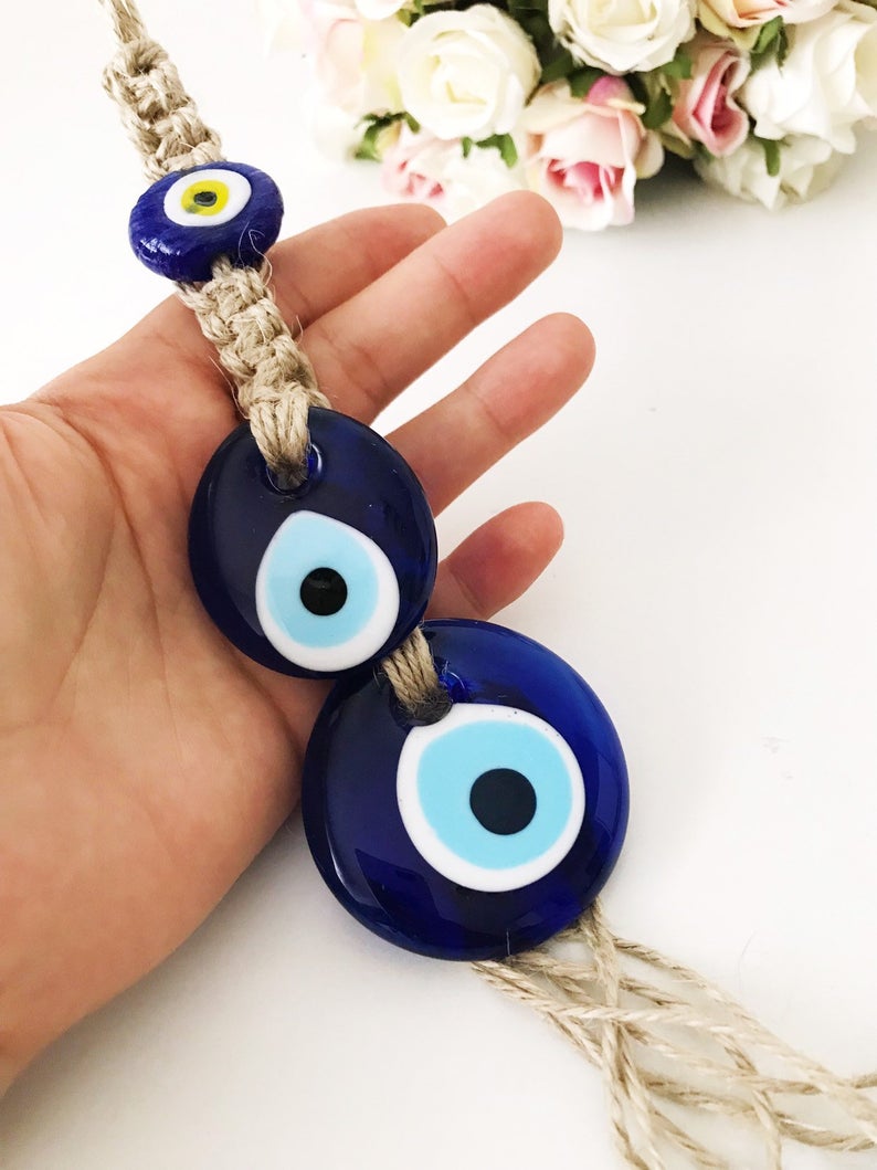 Evil eye protection wall hanging with 11 beads