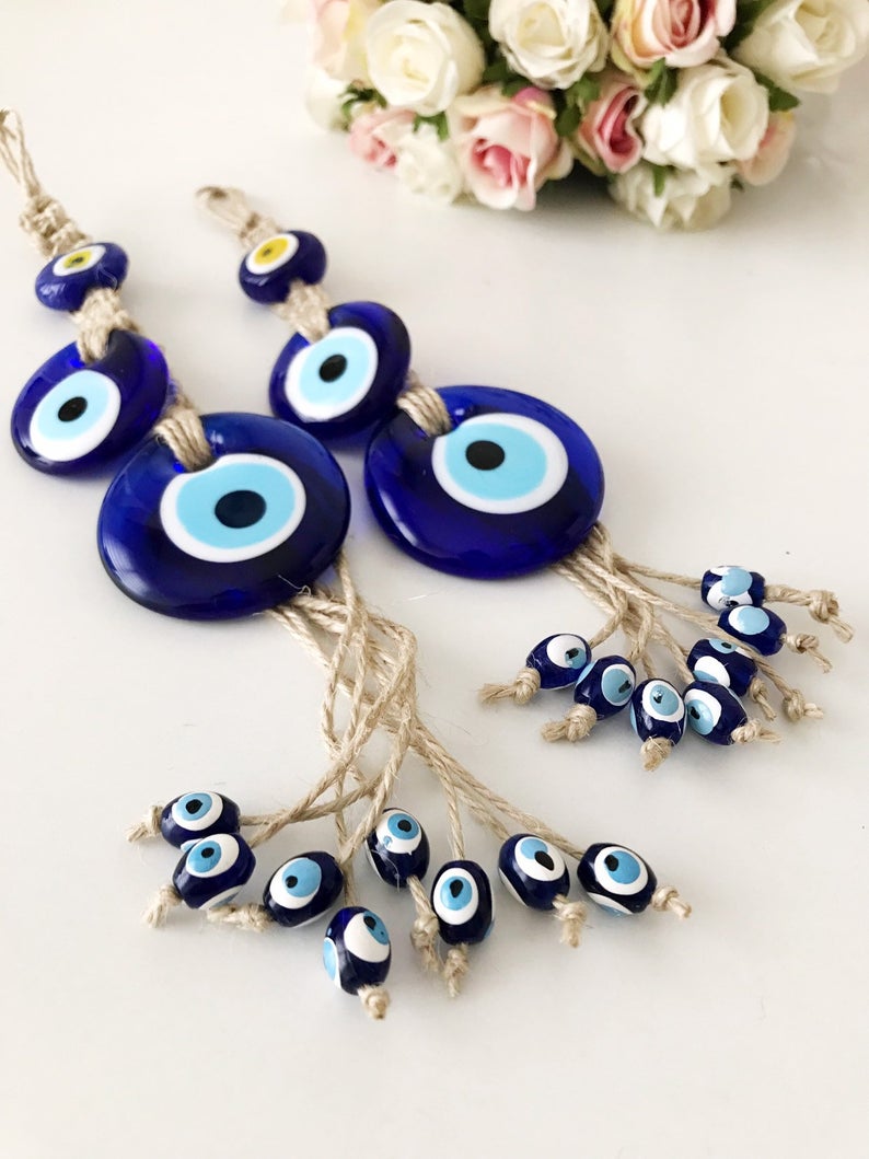 Evil eye protection wall hanging with 11 beads
