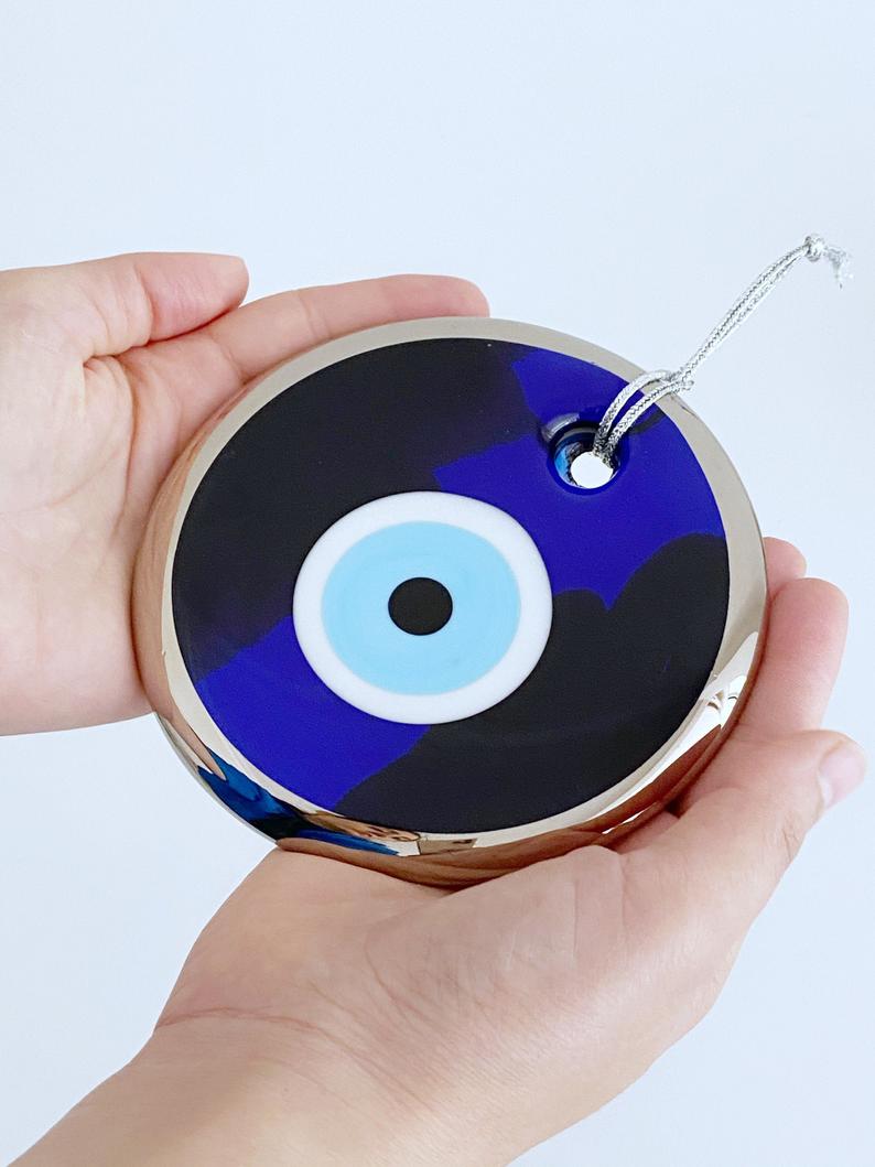 Evil Eye Wall Hanging, Blue Evil Eye Beads, Glass Evil Eye Collection