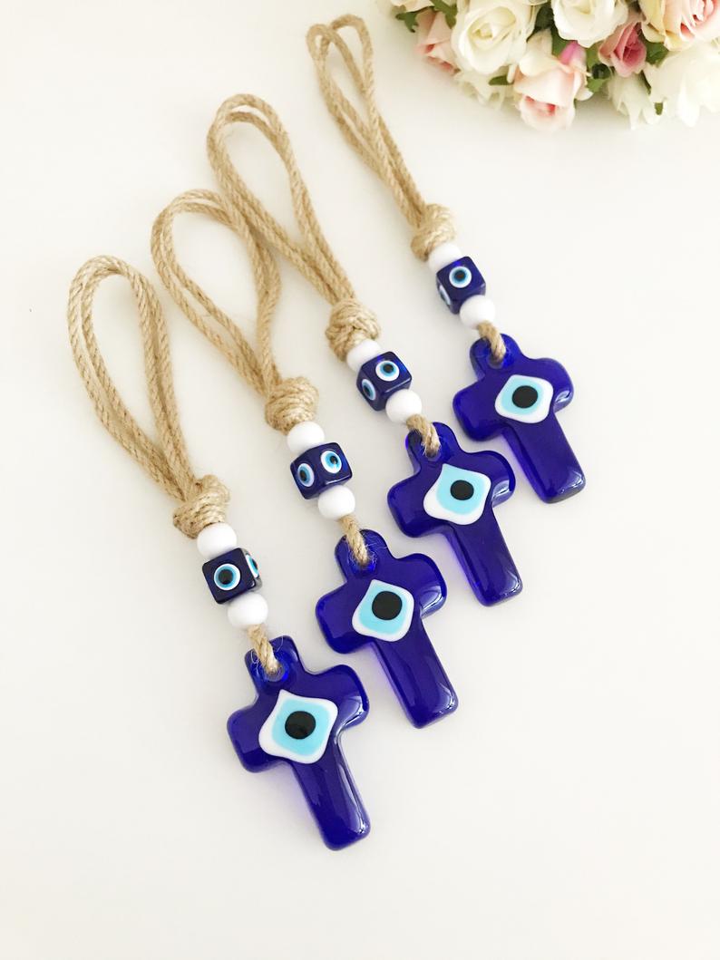 Cross Evil Eye Wall Hanging, Evil Eye Home Decor, Religious Wall Hanging