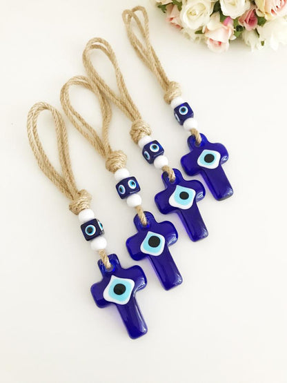 Cross Evil Eye Wall Hanging, Evil Eye Home Decor, Religious Wall Hanging