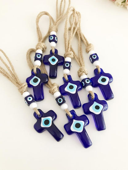 Cross Evil Eye Wall Hanging, Evil Eye Home Decor, Religious Wall Hanging