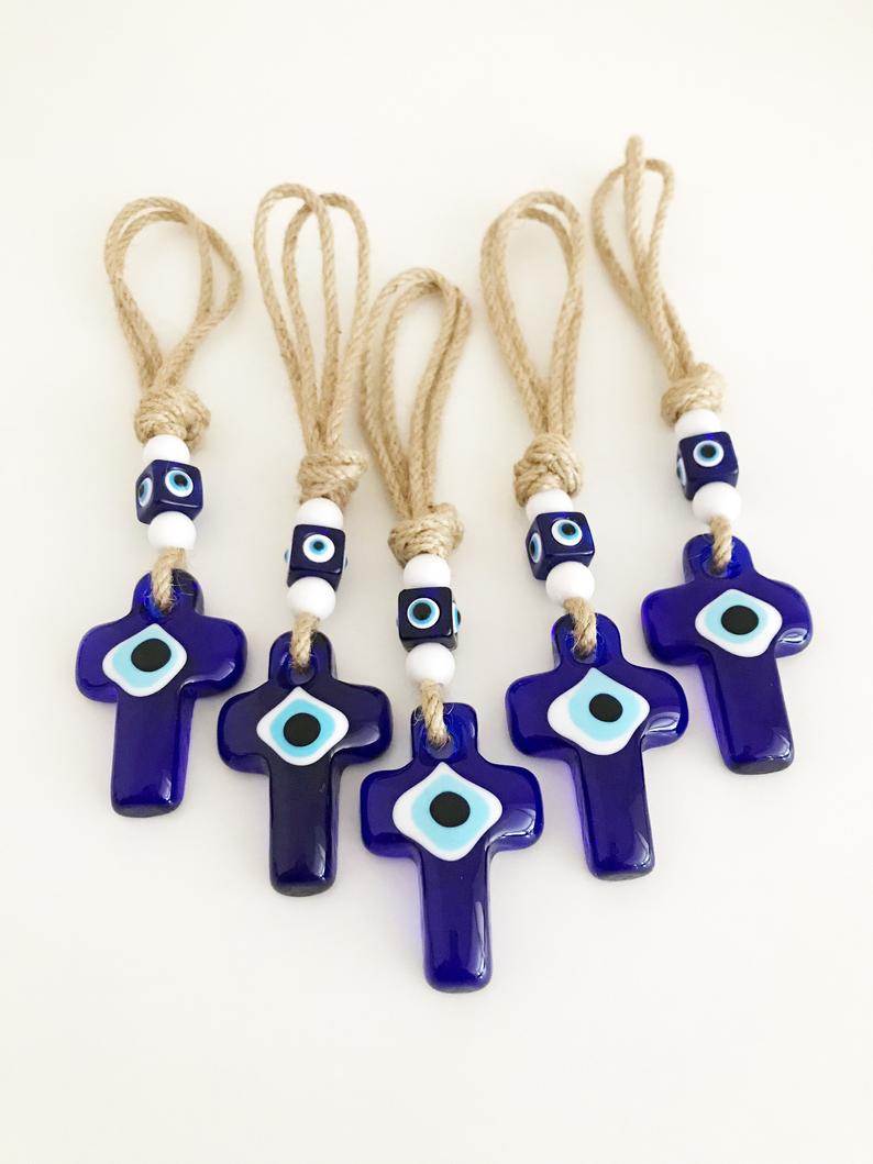 Cross Evil Eye Wall Hanging, Evil Eye Home Decor, Religious Wall Hanging