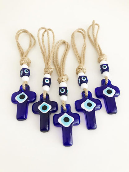 Cross Evil Eye Wall Hanging, Evil Eye Home Decor, Religious Wall Hanging