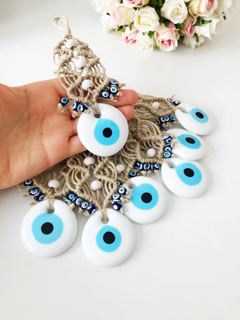 White Evil Eye Wall Hanging, Christmas Tree Decoration, Tree Ornaments