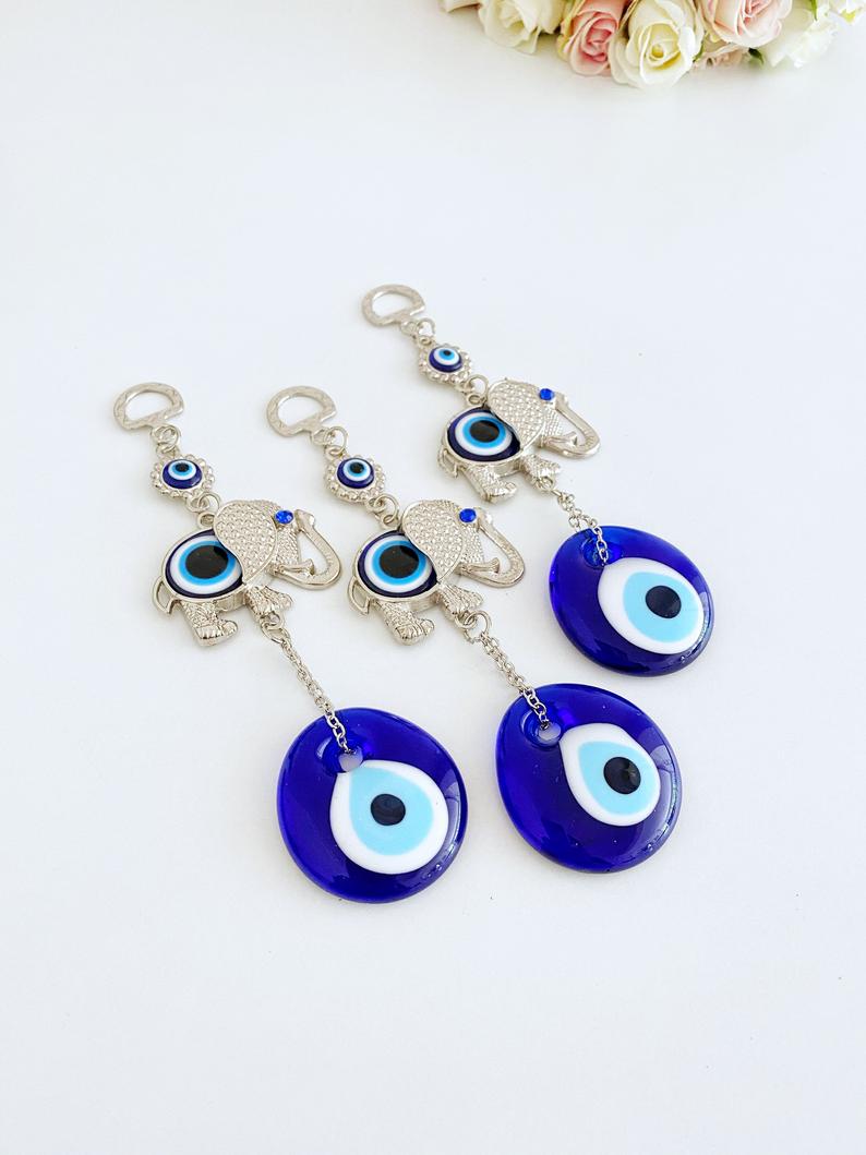 Lucky Evil Eye Wall Hanging, Evil Eye Home Decor, Elephant Wall Hanging