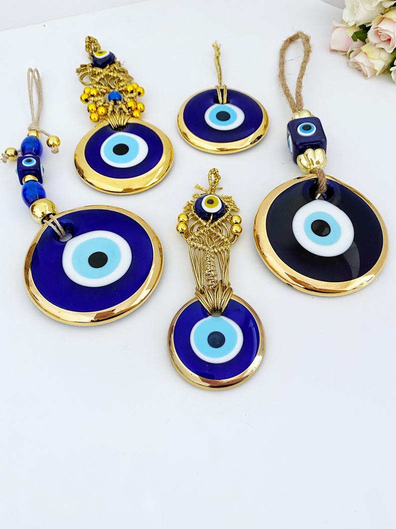 Gold Evil Eye Wall Hanging, Evil Eye Home Decor, Gold Macrame Wall Hanging