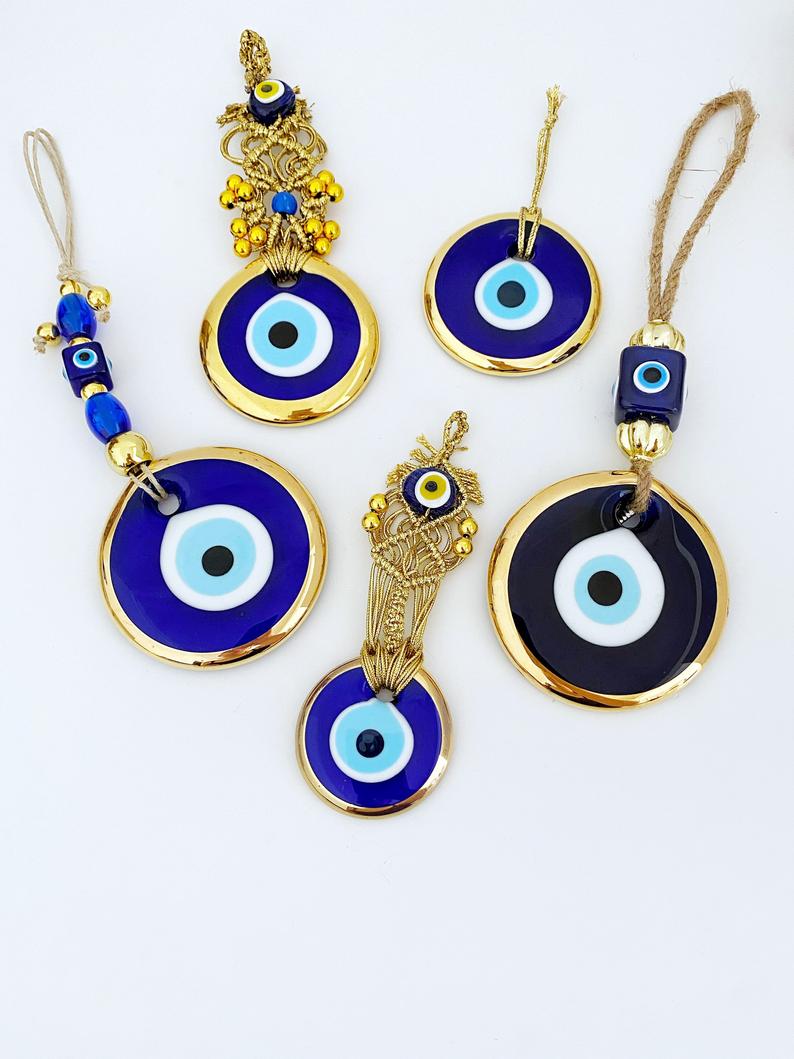 Gold Evil Eye Wall Hanging, Evil Eye Home Decor, Gold Macrame Wall Hanging