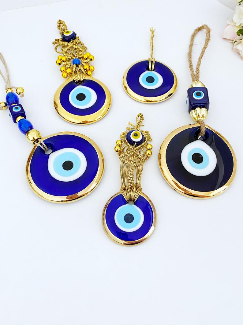 Gold Evil Eye Wall Hanging, Evil Eye Home Decor, Gold Macrame Wall Hanging