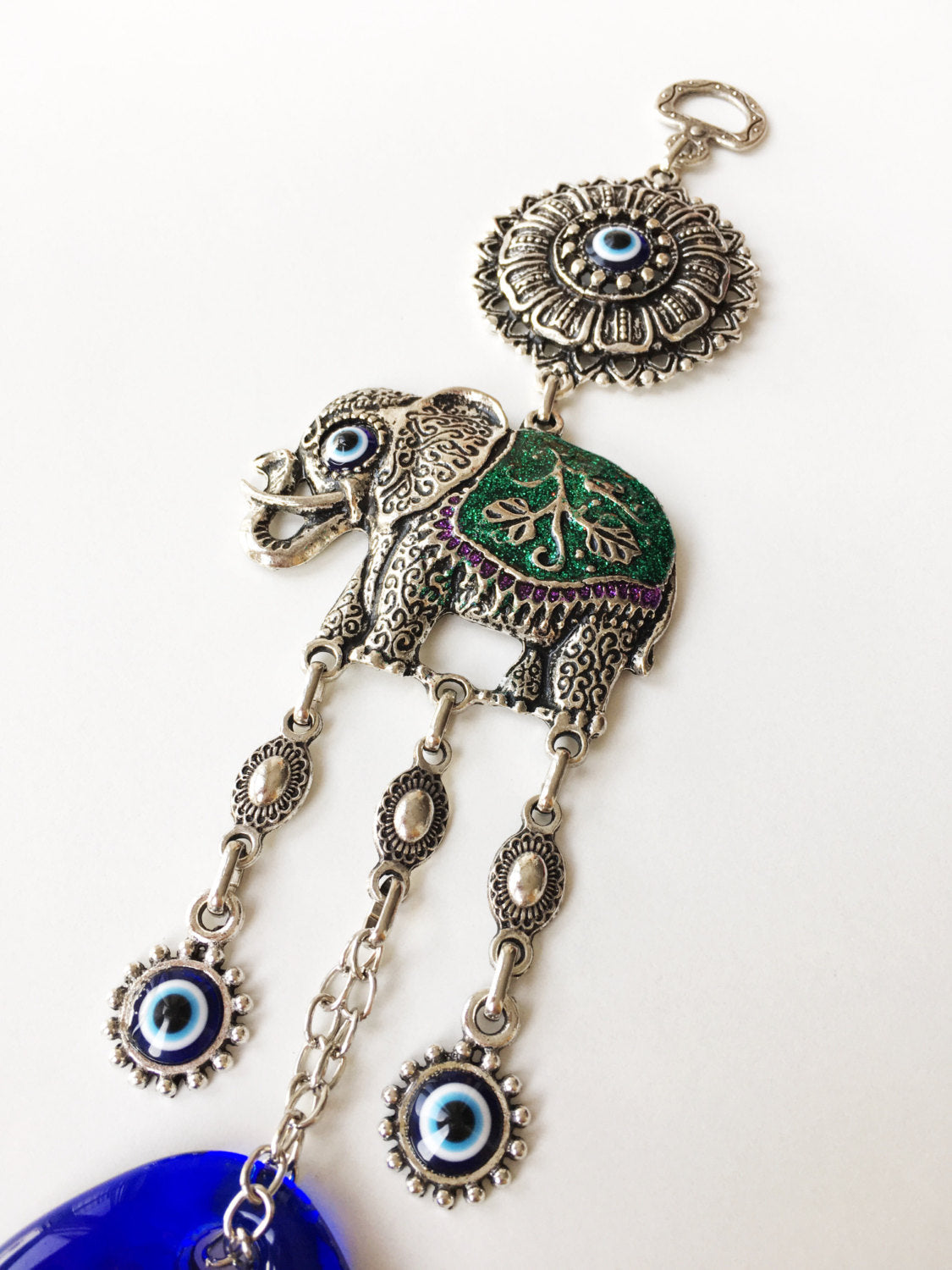 Lucky Elephant Evil Eye Wall Hanging